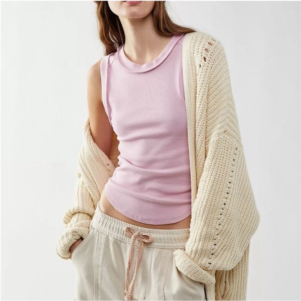 Free People X We the Free Kate Ribbed Tank Top In Light Pink New